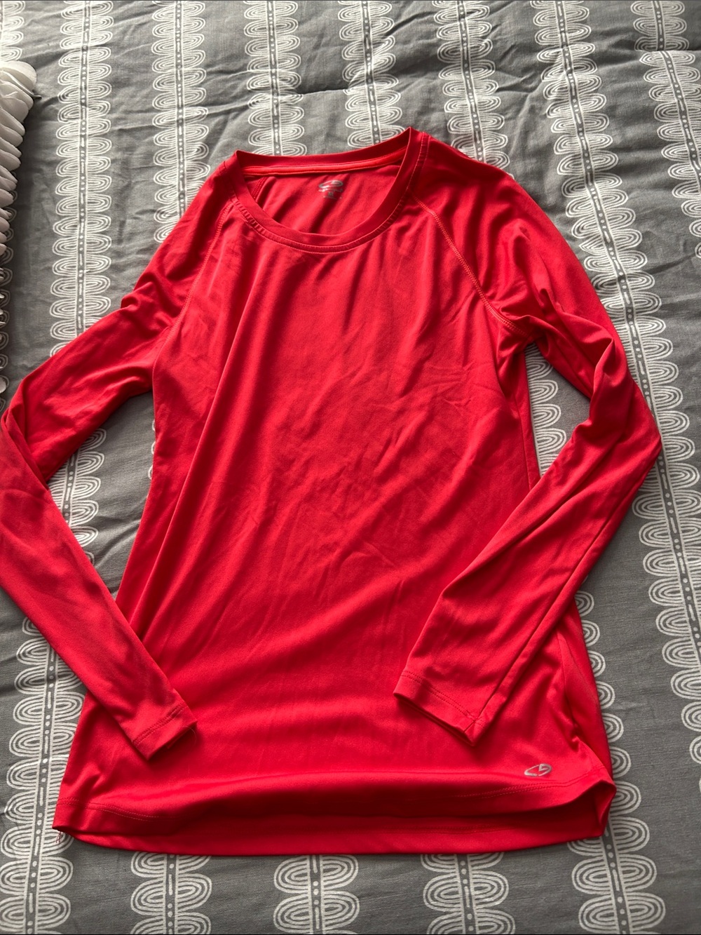 2 Champion Women's Bright Red Long Sleeve Performance Tee and zipper collar shir